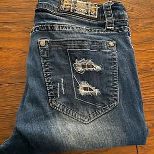 GRACE IN LA Easy Fit Distressed Skinny Jeans